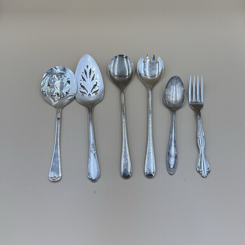 Lot of 6 Vintage Silverware Various Brands 1940s Silver Plated England Italy